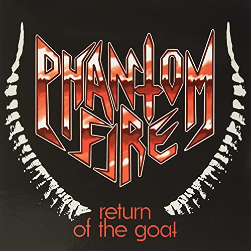 Phantom Fire" album cover with red text, goat horns, and spine imagery.