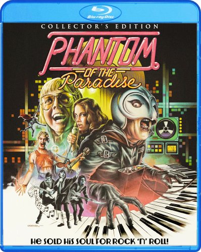 Phantom of the Paradise" Blu-ray cover featuring characters and musical imagery.