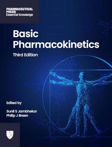 Book cover: “Basic Pharmacokinetics” with a human figure in blue.