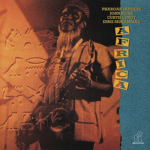 Pharoah Sanders album cover featuring a portrait and African continent outline.