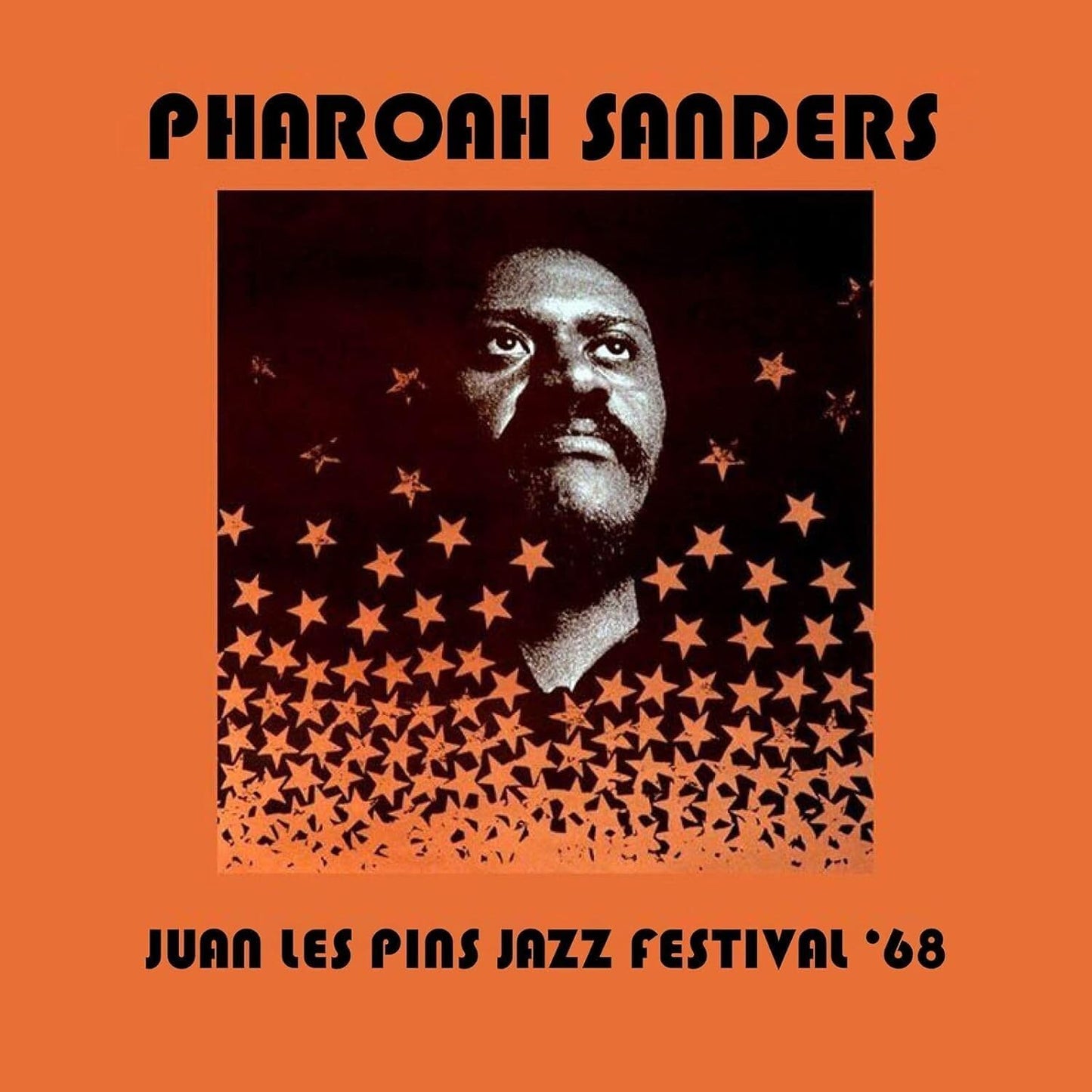 Pharoah Sanders album cover with portrait and starry background.