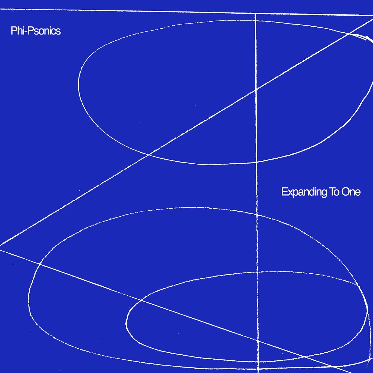 Blue album cover with white geometric lines and text: "Phi-psonics", "Expanding To One".