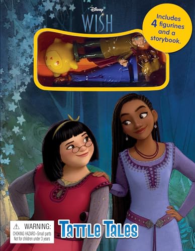 Disney's *Wish* Tattle Tales book with Asha, Star, and figurines.