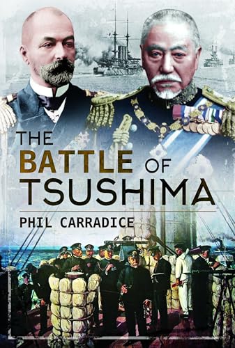 Book cover: "The Battle of Tsushima" with portraits and warships.