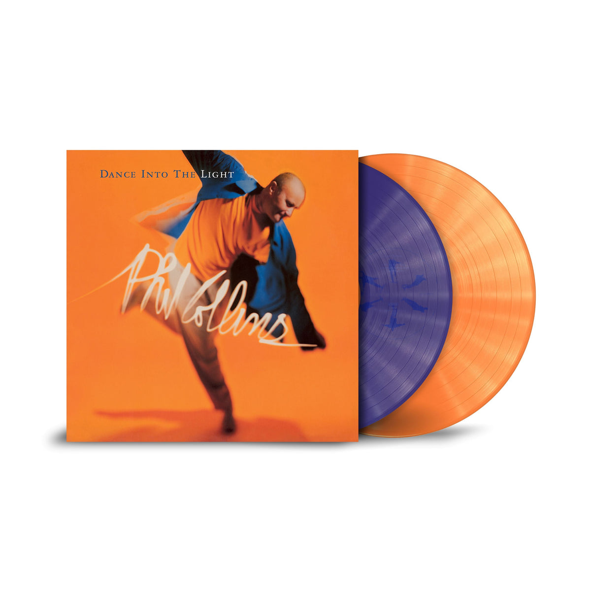 Phil Collins "Dance Into The Light" vinyl record with orange and purple discs.
