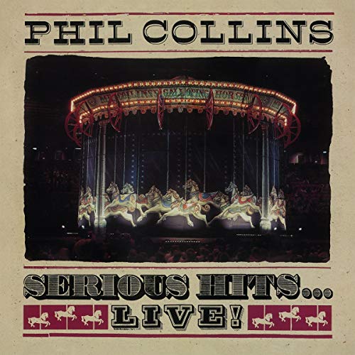 "Phil Collins album cover featuring a dimly lit, ornate merry-go-round at night."