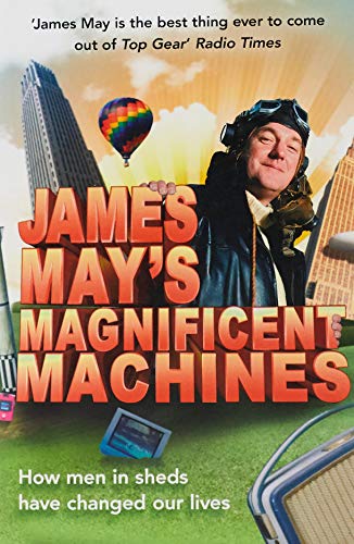 Book cover featuring James May with whimsical illustrations of machines.
