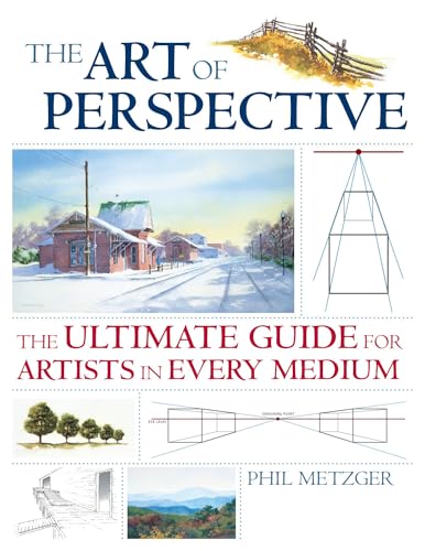 Book cover titled The Art of Perspective featuring landscape paintings and perspective drawing diagrams.