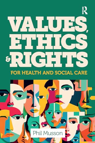 Book cover: "Values, Ethics & Rights" with diverse faces illustration.
