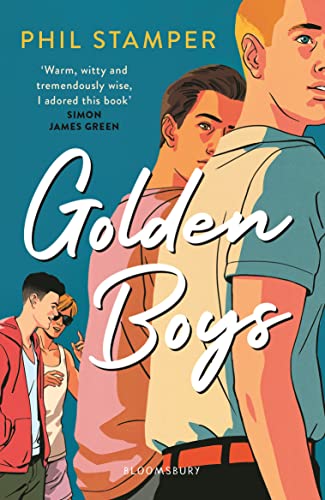 Book cover illustration of four young men against a blue background with white text.