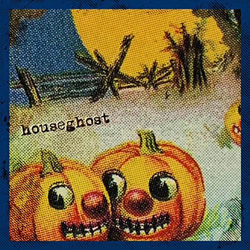 CD cover with illustrated pumpkins and a ghostly house background.