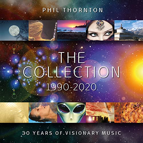 CD cover for Phil Thornton’s “The Collection 1990-2020” with cosmic imagery.