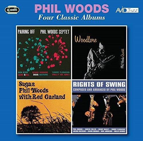 CD packaging for Phil Woods’ four jazz albums, featuring musicians’ portraits.