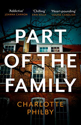 Book cover: brick house with dark tree branches, large white text.