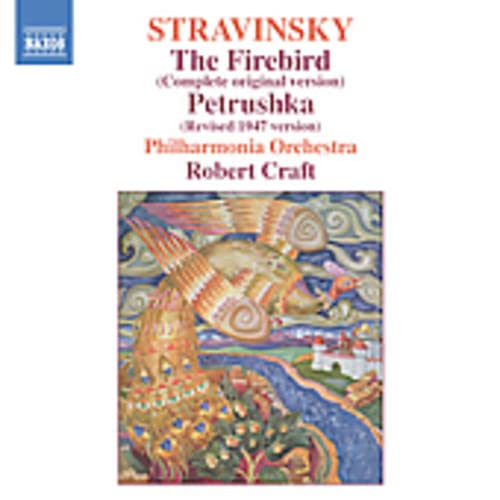 CD cover for Stravinsky’s “The Firebird” and “Petrushka” with colorful artwork.
