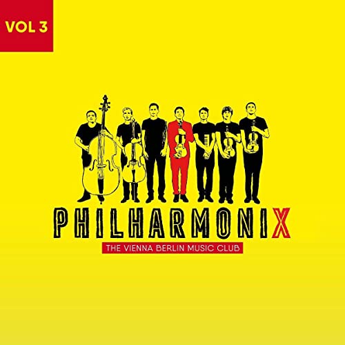 Philharmonix album cover featuring seven musicians with string instruments.