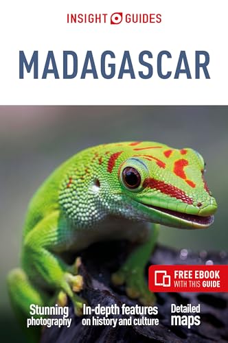 Insight Guides Madagascar travel book cover featuring a bright green gecko on dark wood.