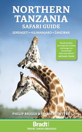 Book cover featuring two giraffes against a blue sky with title Northern Tanzania Safari.