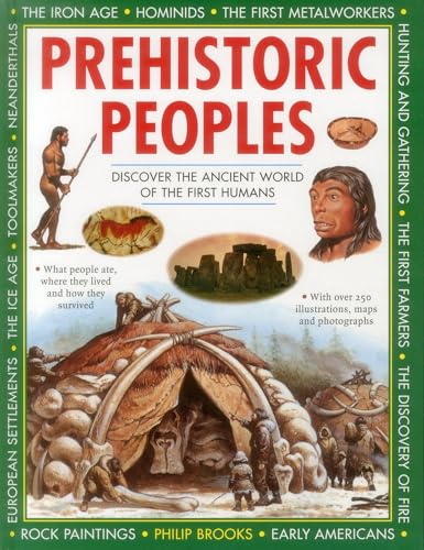 Book cover depicting prehistoric humans, dwellings, and stone structures.