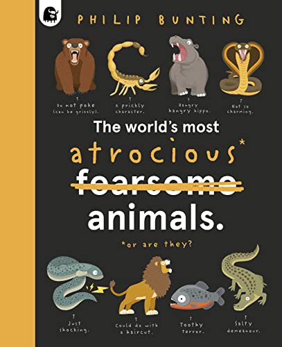 Book cover featuring illustrations of dangerous animals like bears and scorpions.