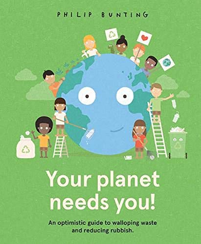 Book cover with cartoon children cleaning a smiling Earth.