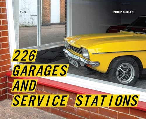 Book cover featuring a yellow car in a garage, title “226 Garages and Service Stations.”