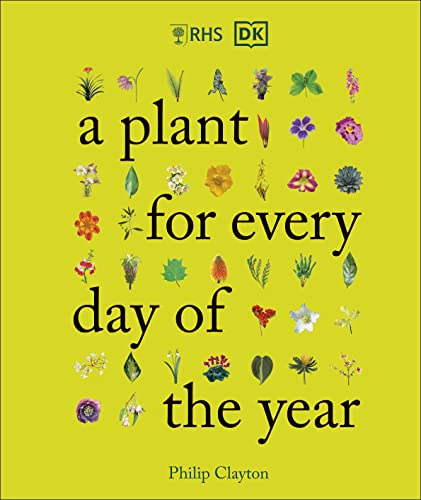 Bright yellow book cover with illustrated flowers and text: "a plant for every day of the year".
