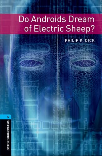 Book cover: “Do Androids Dream of Electric Sheep?” with a robotic face.