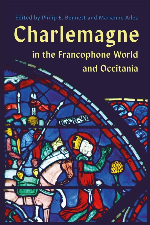 Book cover: "Charlemagne" with stained glass image of a knight on horseback.