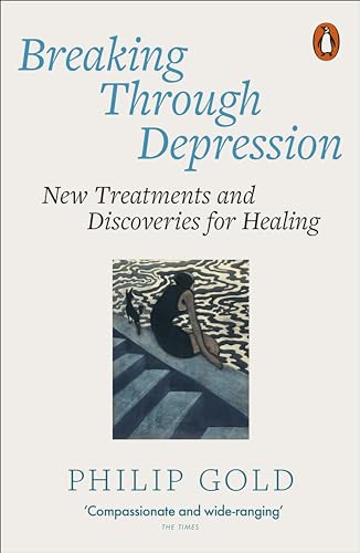 Book cover: "Breaking Through Depression" with a silhouetted figure and abstract waves.