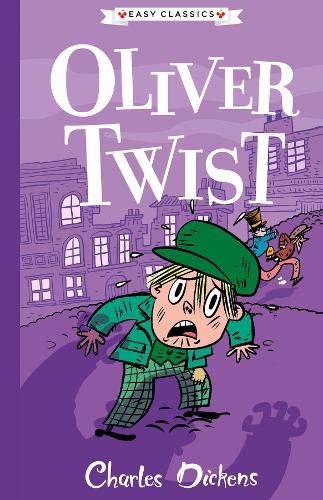 Cover of “Oliver Twist” Easy Classics edition with cartoon illustration.
