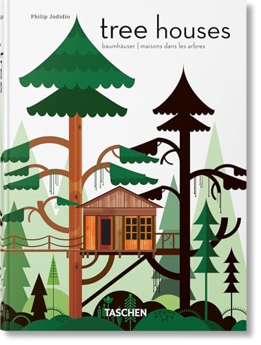 Book cover featuring an illustrated tree house nestled among evergreen trees.