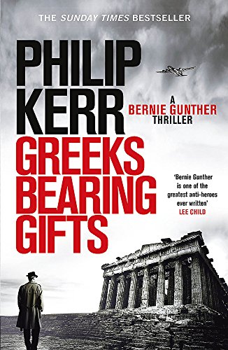 Book cover showing a man in a trench coat facing an ancient Greek temple.