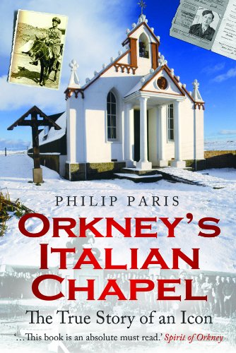 Book cover featuring the Italian Chapel in snow with historical photos and title text.