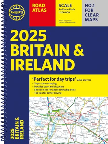 2025 Philip's Road Atlas of Britain and Ireland, spiral bound.