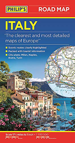 Philip's Italy road map cover with coastal village and map detail.