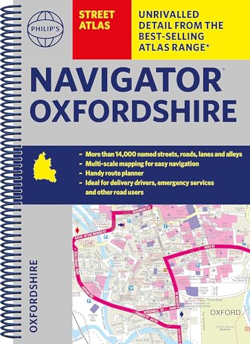 Spiral-bound Philip's Oxfordshire street atlas cover with map detail shown.