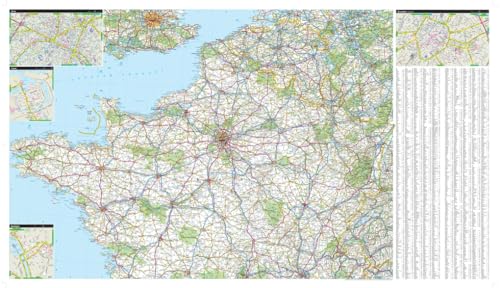 Folded road map of France and Belgium with detailed roads and cities.