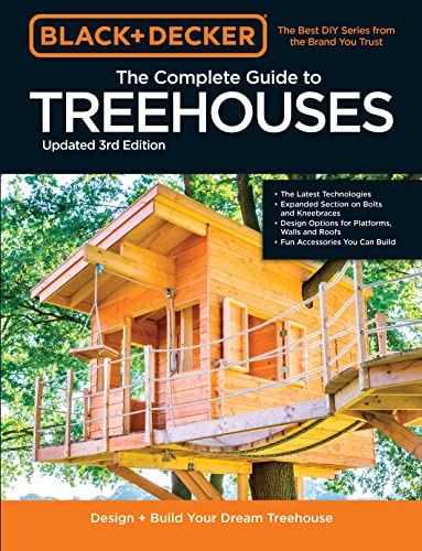 Black & Decker treehouse guide book cover with a wooden treehouse image.