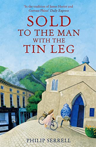 Book cover: village scene with a girl on a bicycle, blue building.