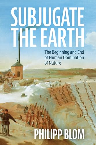 Book cover: "Subjugate the Earth" with industrial landscape and many figures.
