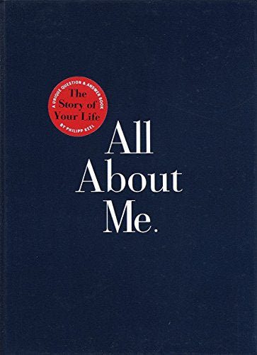 Dark blue journal cover with white text reading "All About Me.