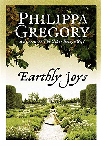 Book cover showing a woman in a period dress walking through a formal garden.