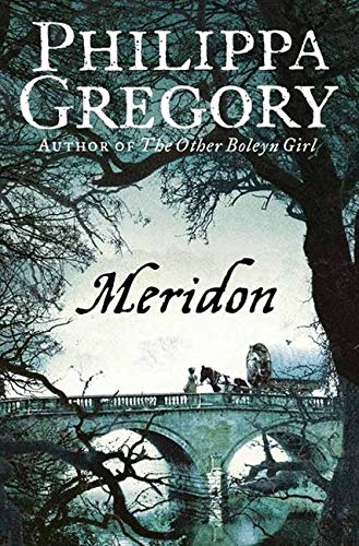 Book cover for "Meridon" with a stone bridge and bare trees.