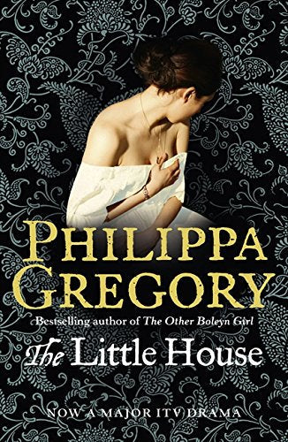 Book cover featuring a woman in a white dress against a black floral background.