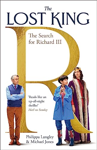 Book cover for The Lost King featuring three people and a large gold letter R.
