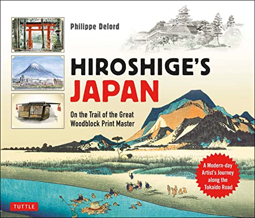 Book cover featuring Japanese landscapes and woodblock print imagery.