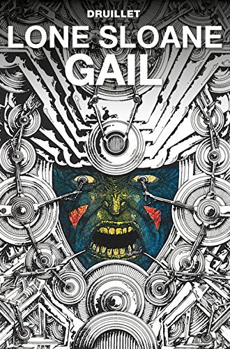 Book cover: distressed face framed by intricate mechanical gears and lines.