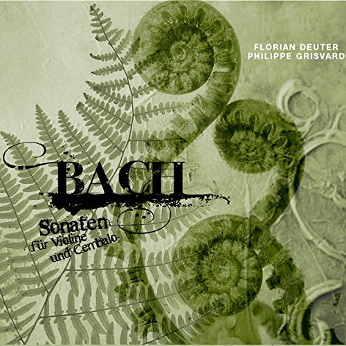 CD cover for Bach sonatas, featuring ferns and swirling designs.