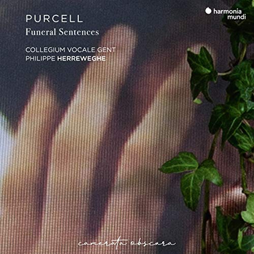 CD cover for Purcell's "Funeral Sentences" featuring foliage and blurred hands.